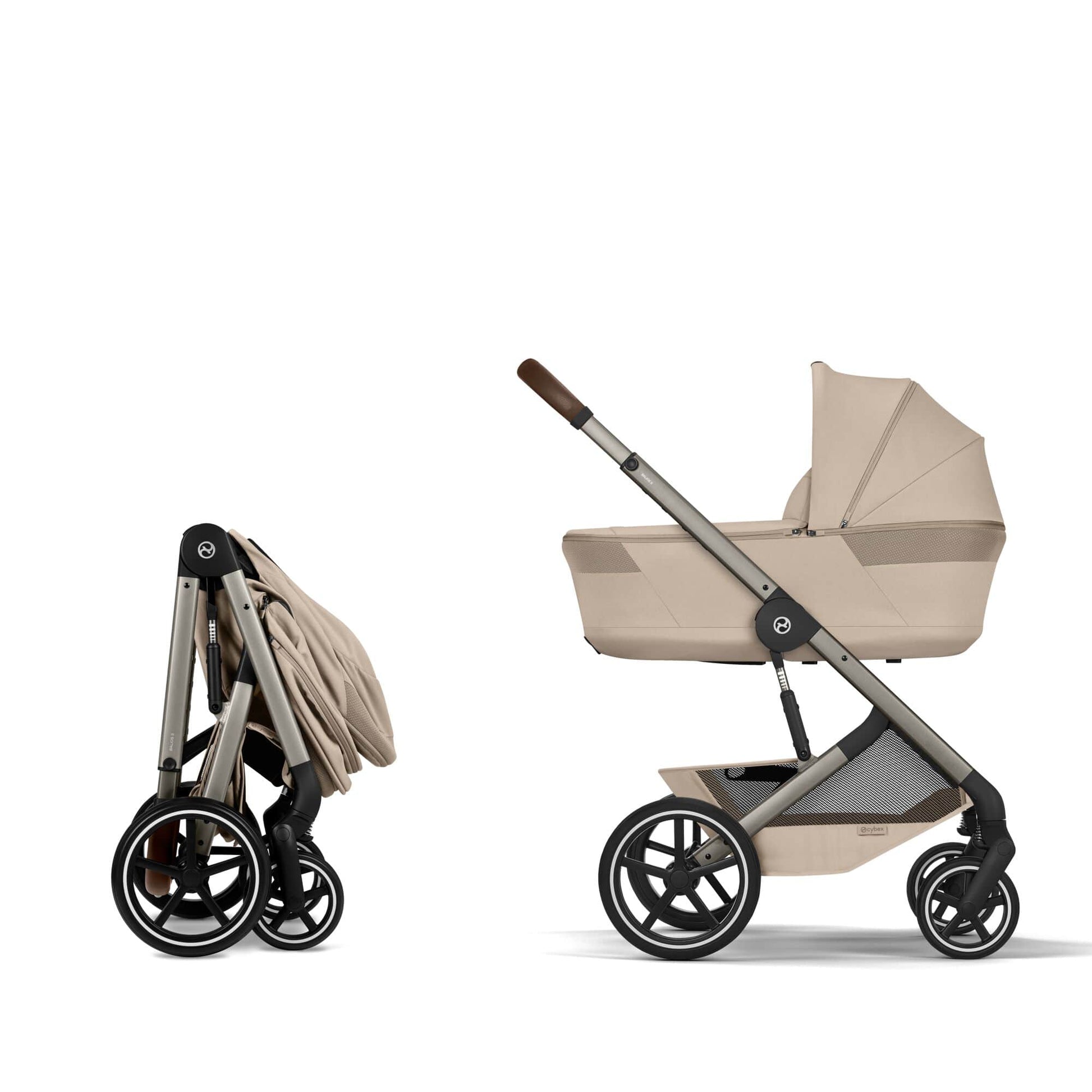 Cybex Travel System Cybex Balios S Lux with Folding Carrycot - Almond Beige Bundle - Pre Order