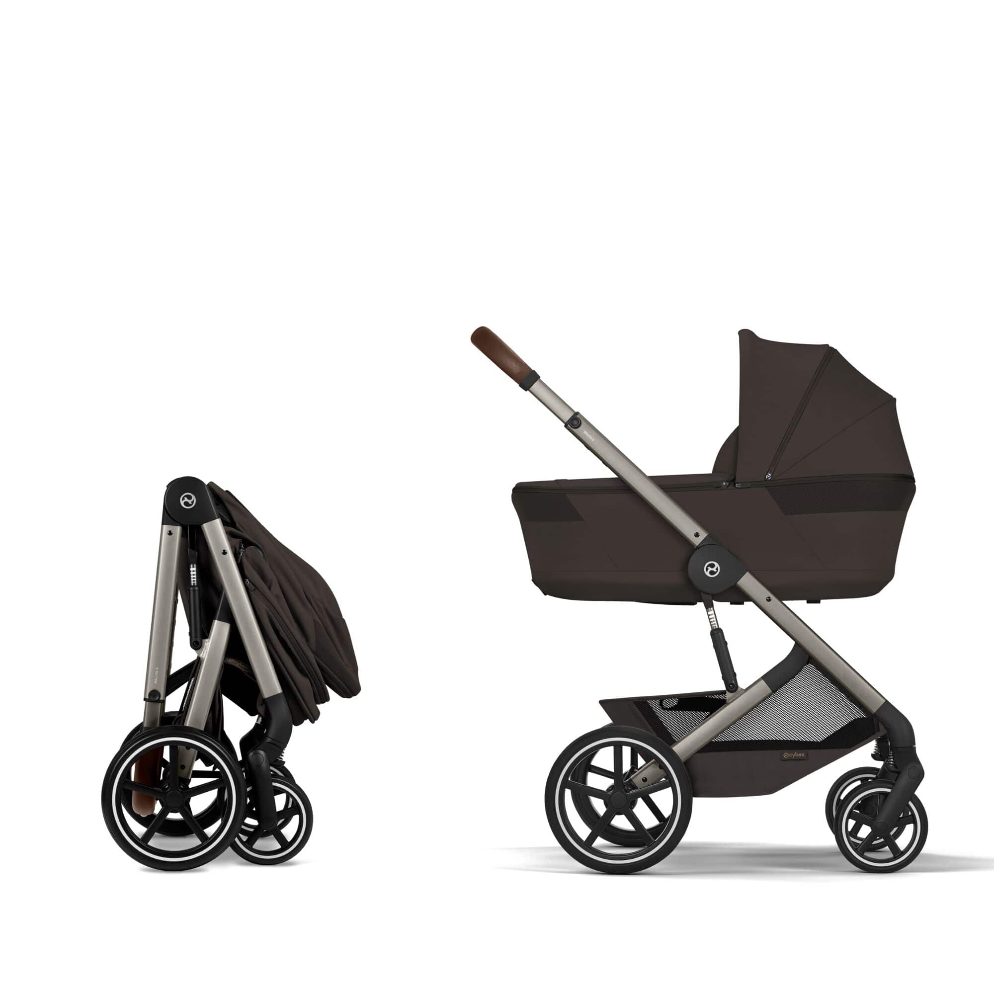 Cybex Travel System Cybex Balios S Lux with Folding Carrycot - Chocolate Brown Bundle - Pre Order
