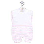 Dandelion Romper Newborn Dandelion Girls White & Pink Knitted Pointelle Romper