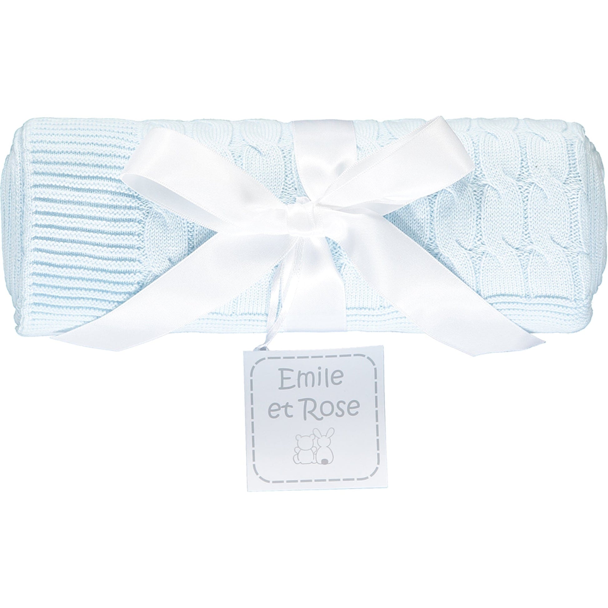 Emile et Rose Blanket Emile et Rose Gino Blue Knit Baby Blanket