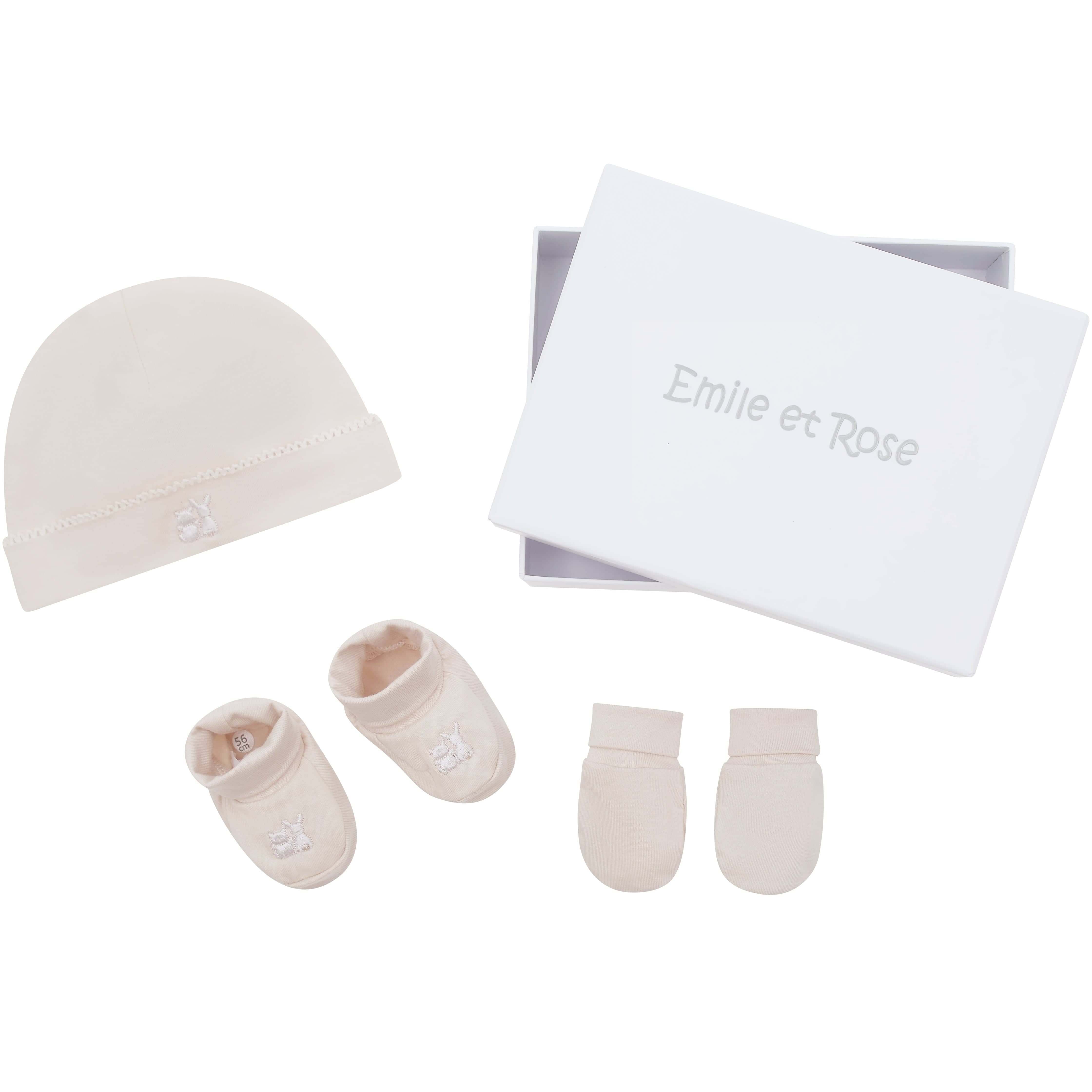 Emile et Rose Gifts Emile et Rose 'Nox' Stone  Hat,  Mitts & Booties Gift Set