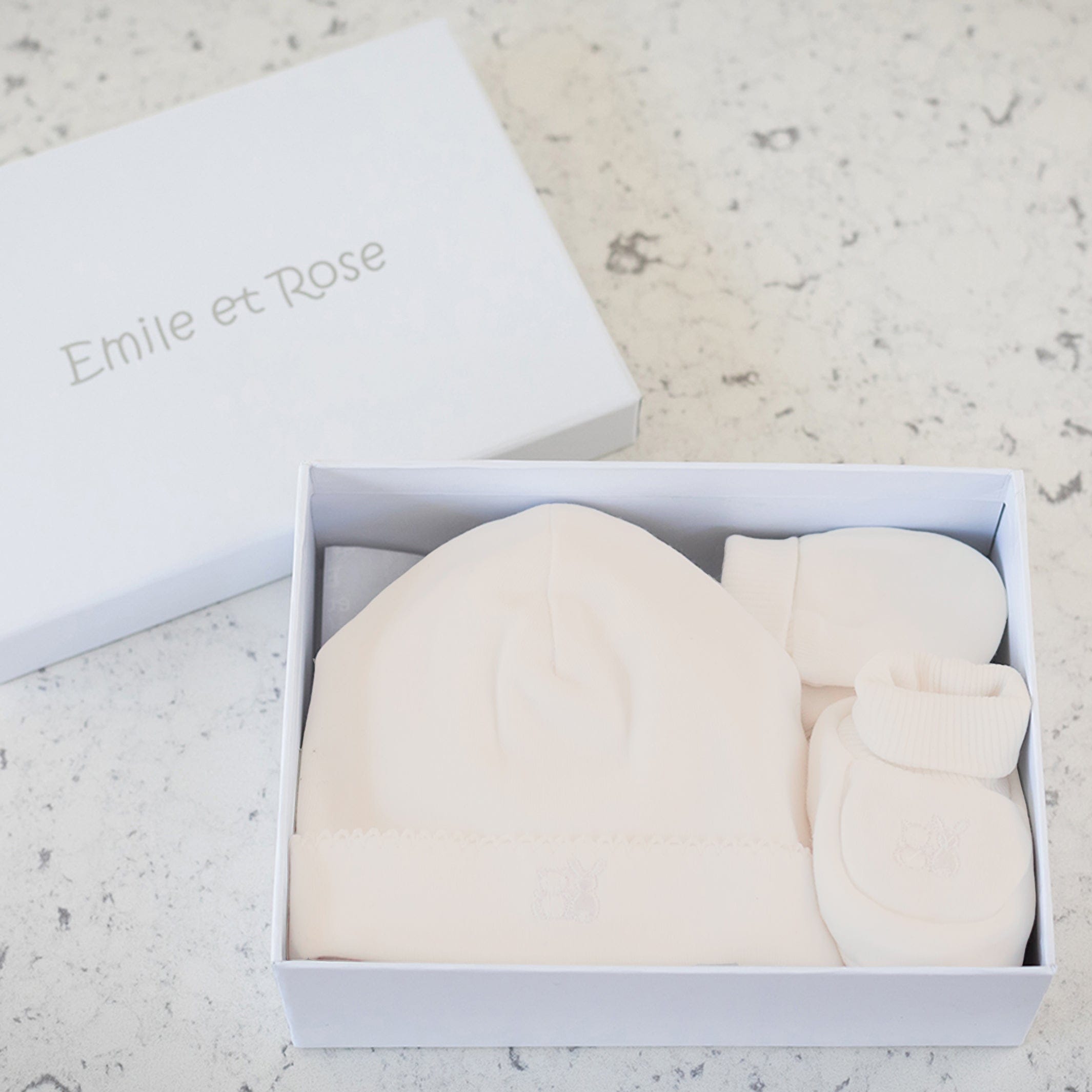 Emile et Rose Gifts Emile et Rose 'Nox' Stone  Hat,  Mitts & Booties Gift Set