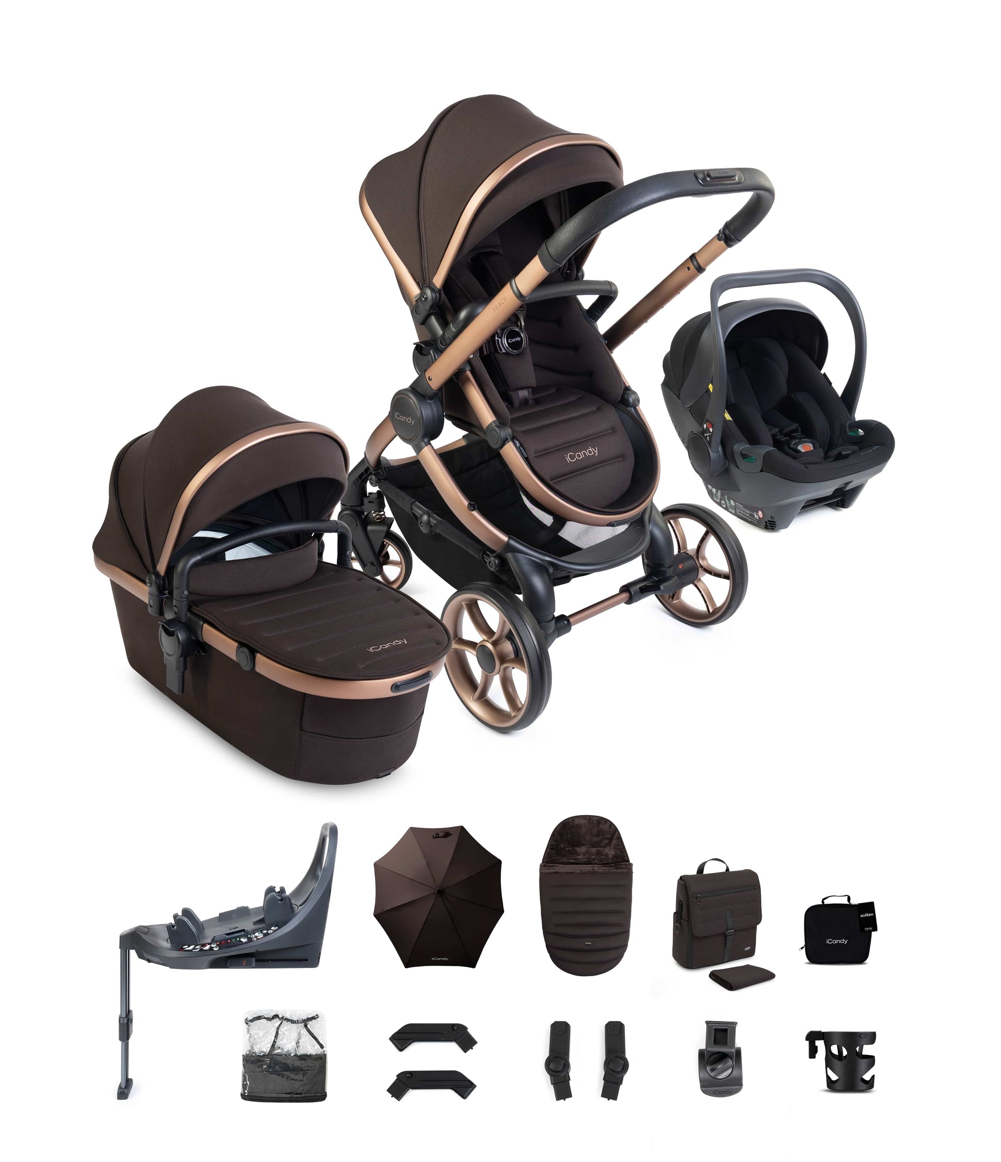 iCandy Prams & Pushchairs iCandy Peach 8 Complete 360 Cocoon Car Seat & Base Bundle - Pecan