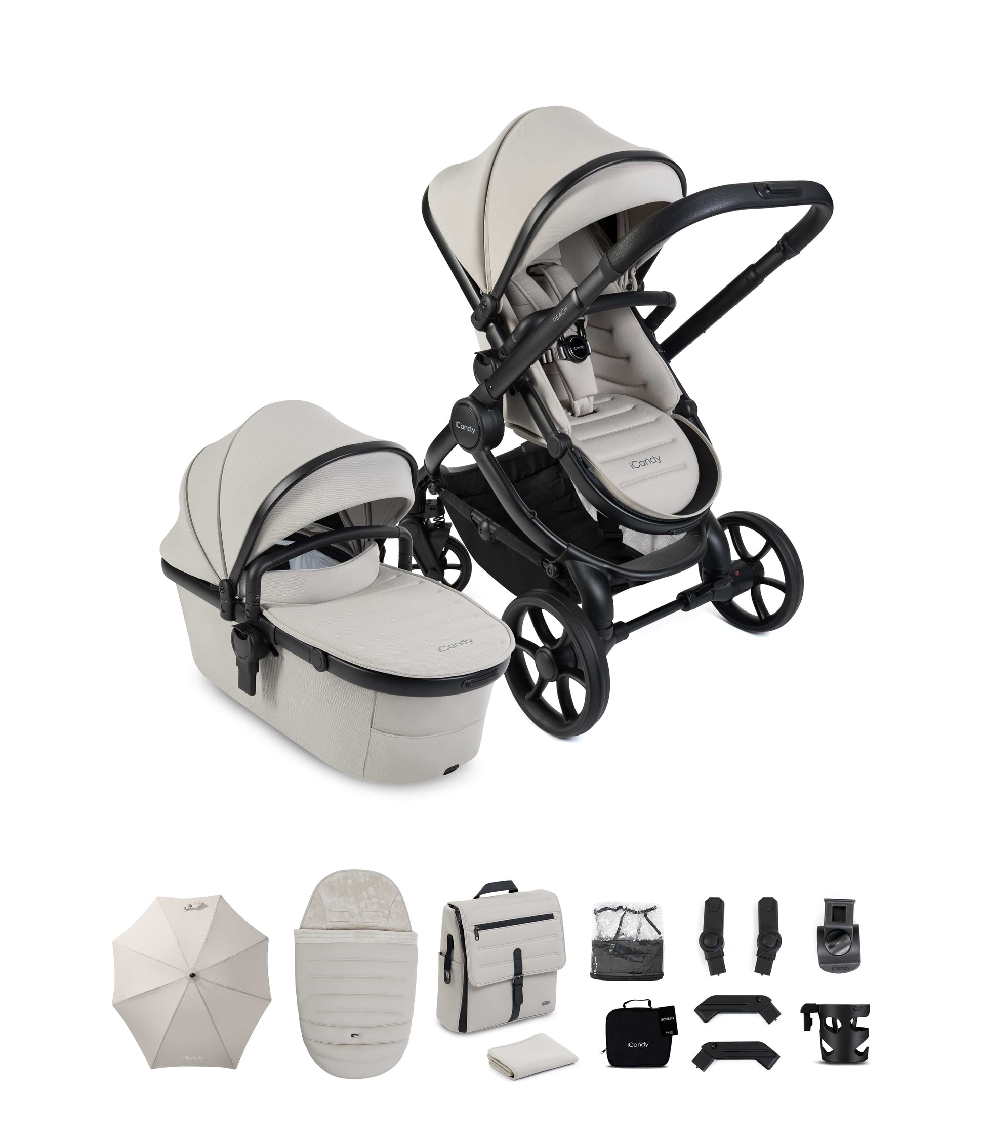 iCandy Prams & Pushchairs iCandy Peach 8 Complete Bundle- Taupe
