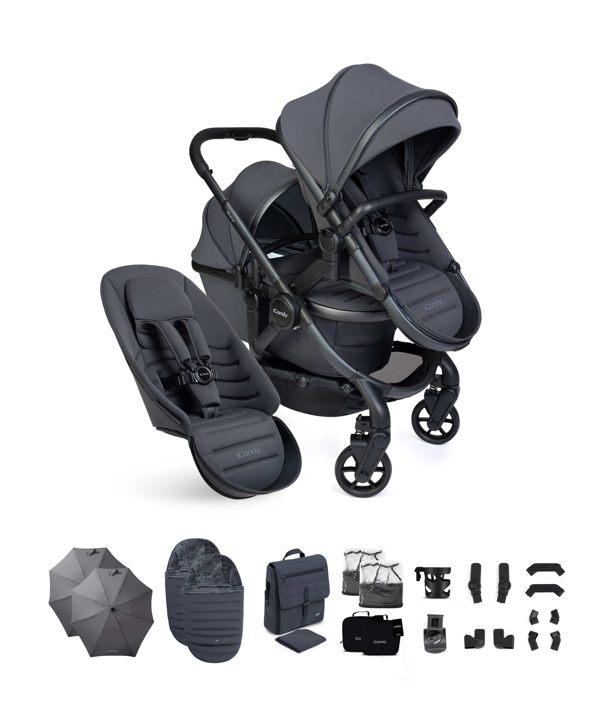 iCandy Prams & Pushchairs iCandy Peach 8 Complete Duo Bundle - Grey