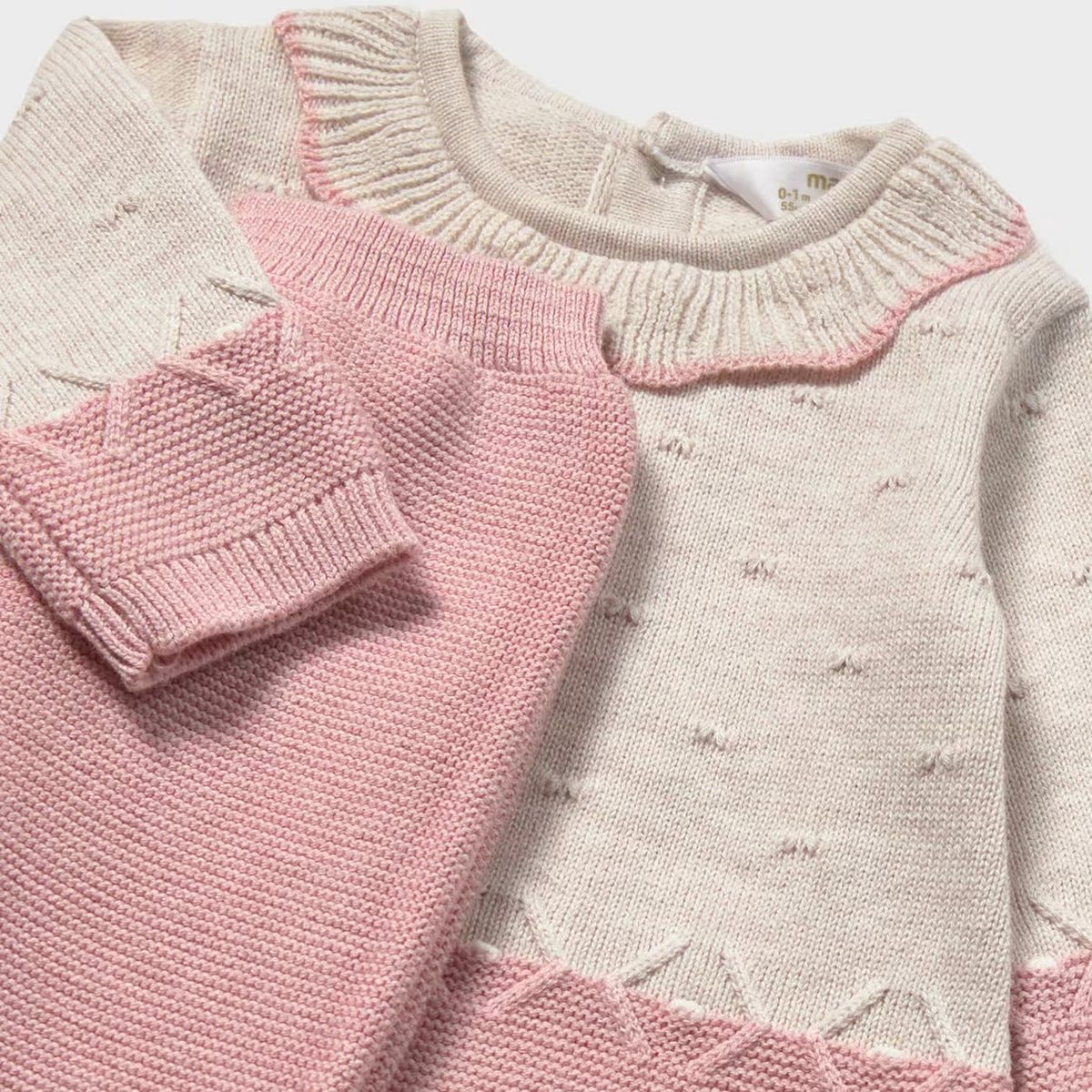 Mayoral 3 Piece Set Mayoral Girls Pink & Beige 3 Piece Knit Set