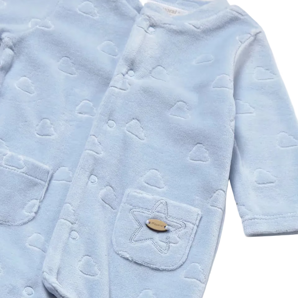 Mayoral Babygrow Mayoral Blue Velour Cloud Babygrow