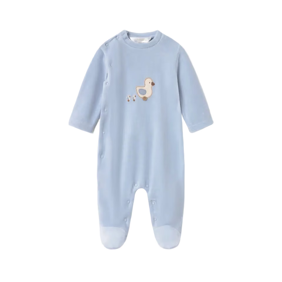 Mayoral Babygrow Mayoral Blue Velour Ducks Babygrow