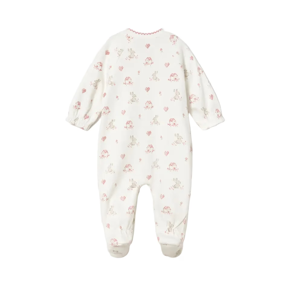 Mayoral Babygrow Mayoral Cream Cross-stitch Bunnies Babygrow