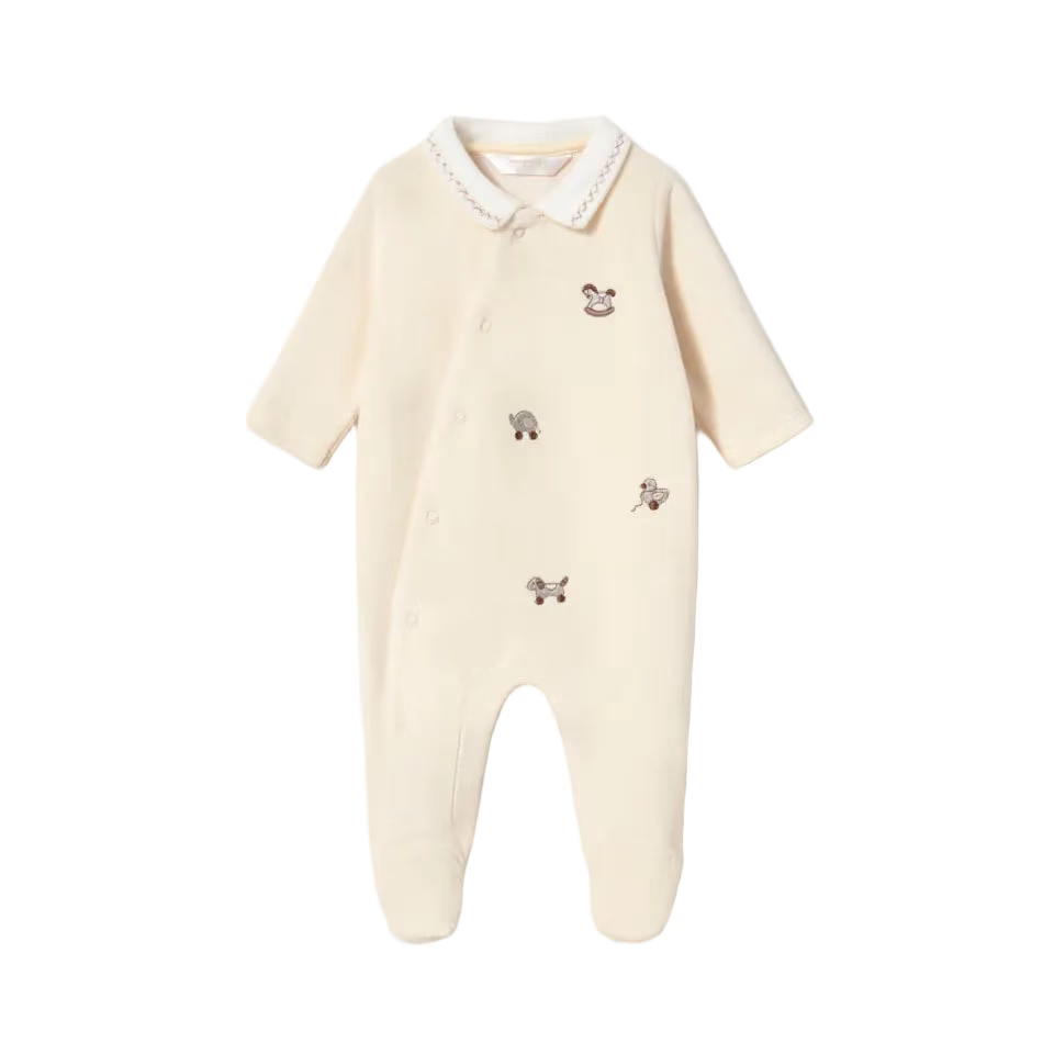 Mayoral Babygrow Mayoral Cream Velour Toys Babygrow
