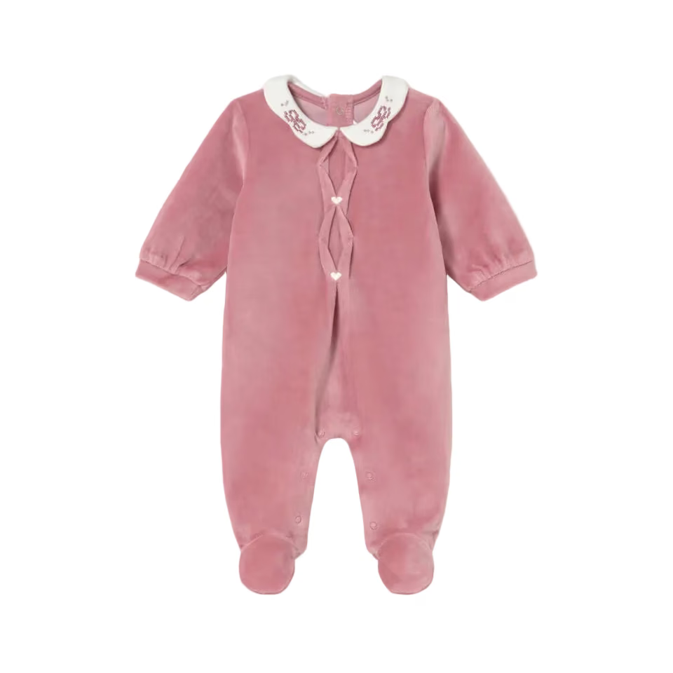 Mayoral Babygrow Mayoral Dusty Pink with Embroidered Collar