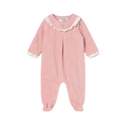 Mayoral Babygrow Mayoral Pink Velour Scalloped Edge Babygrow