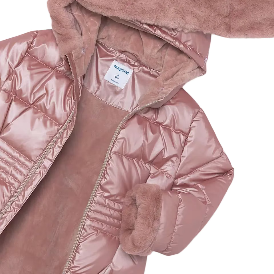 Mayoral Coat Pink Metalic Girls Coat