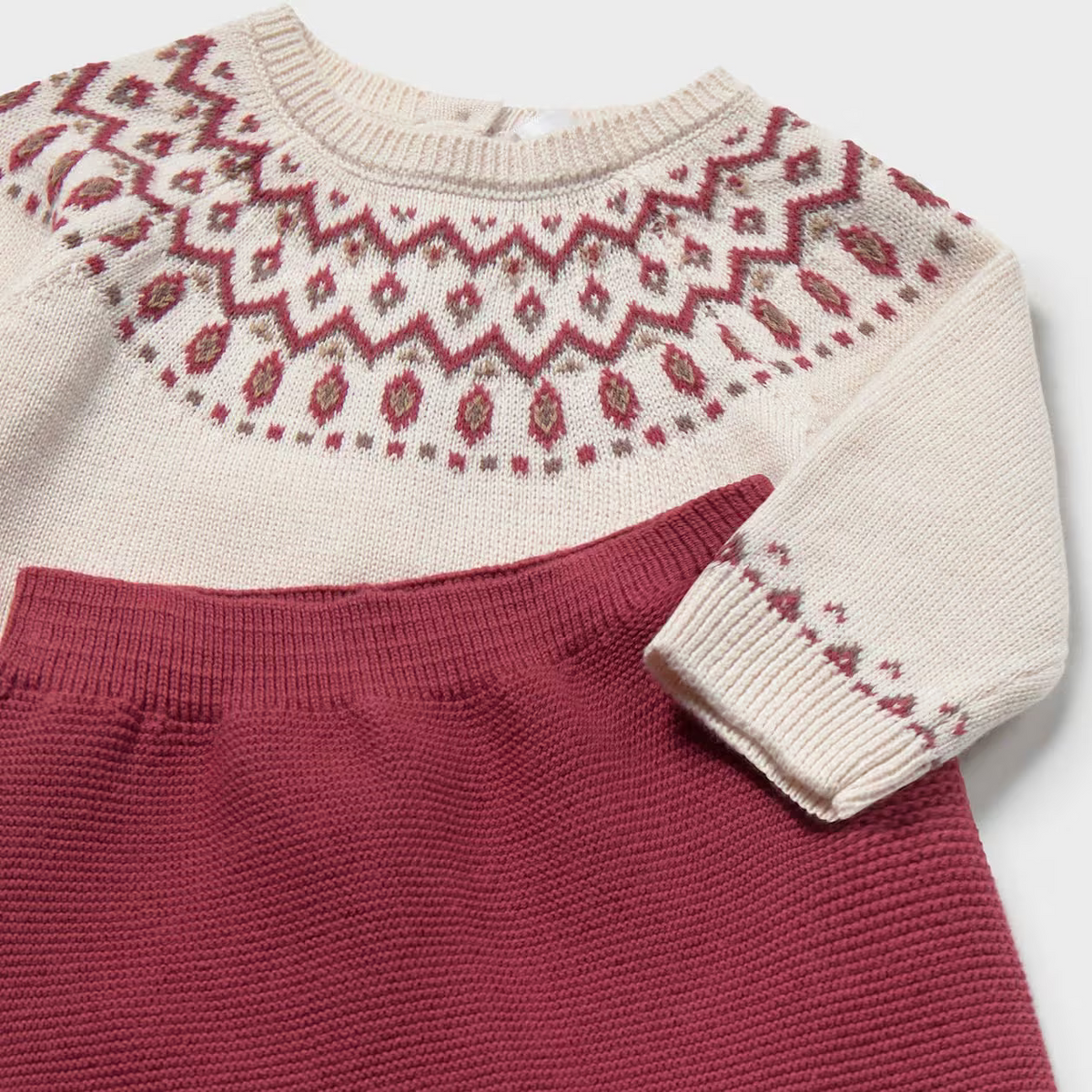 Mayoral Knitted Two Piece Mayoral Burgundy and Cream Knit Two Piece