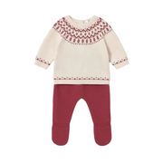 Mayoral Knitted Two Piece Mayoral Burgundy and Cream Knit Two Piece
