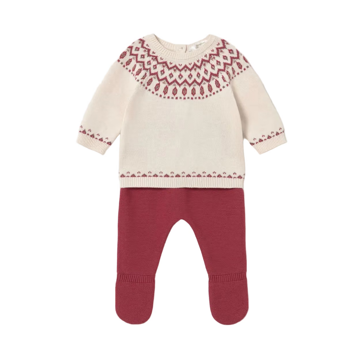 Mayoral Knitted Two Piece Mayoral Burgundy and Cream Knit Two Piece