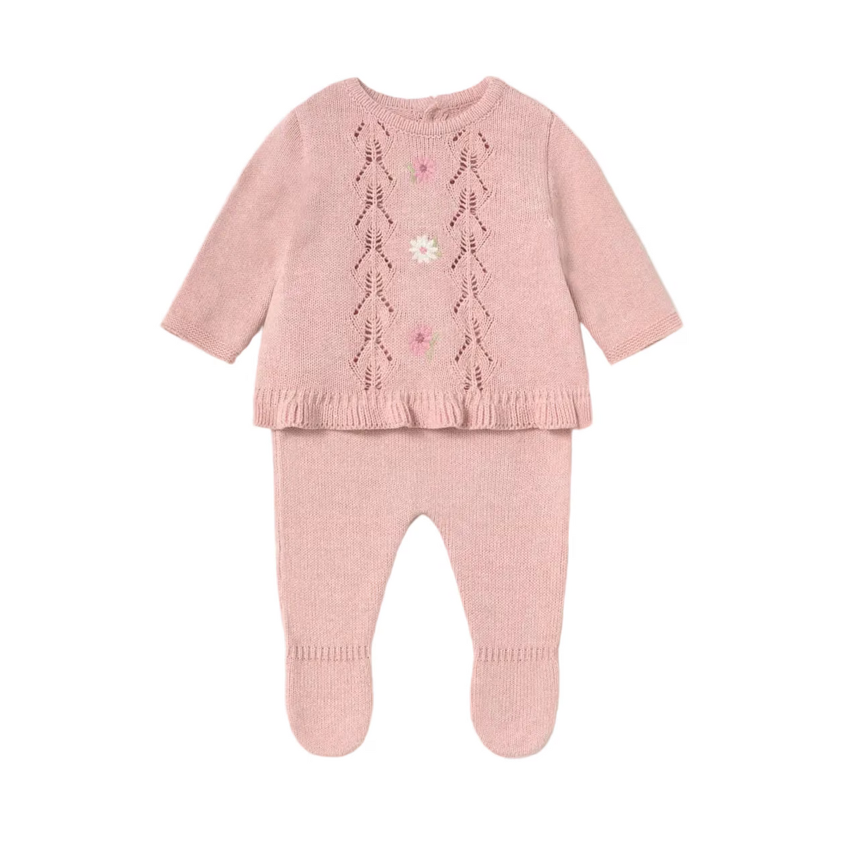 Mayoral Knitted Two Piece Mayoral Pink Embroidered Knit Two Piece