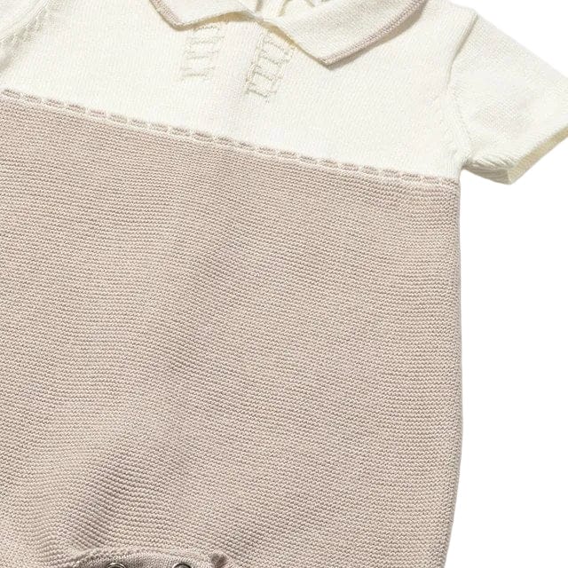 Mayoral Romper Mayoral Beige and White Knit Romper