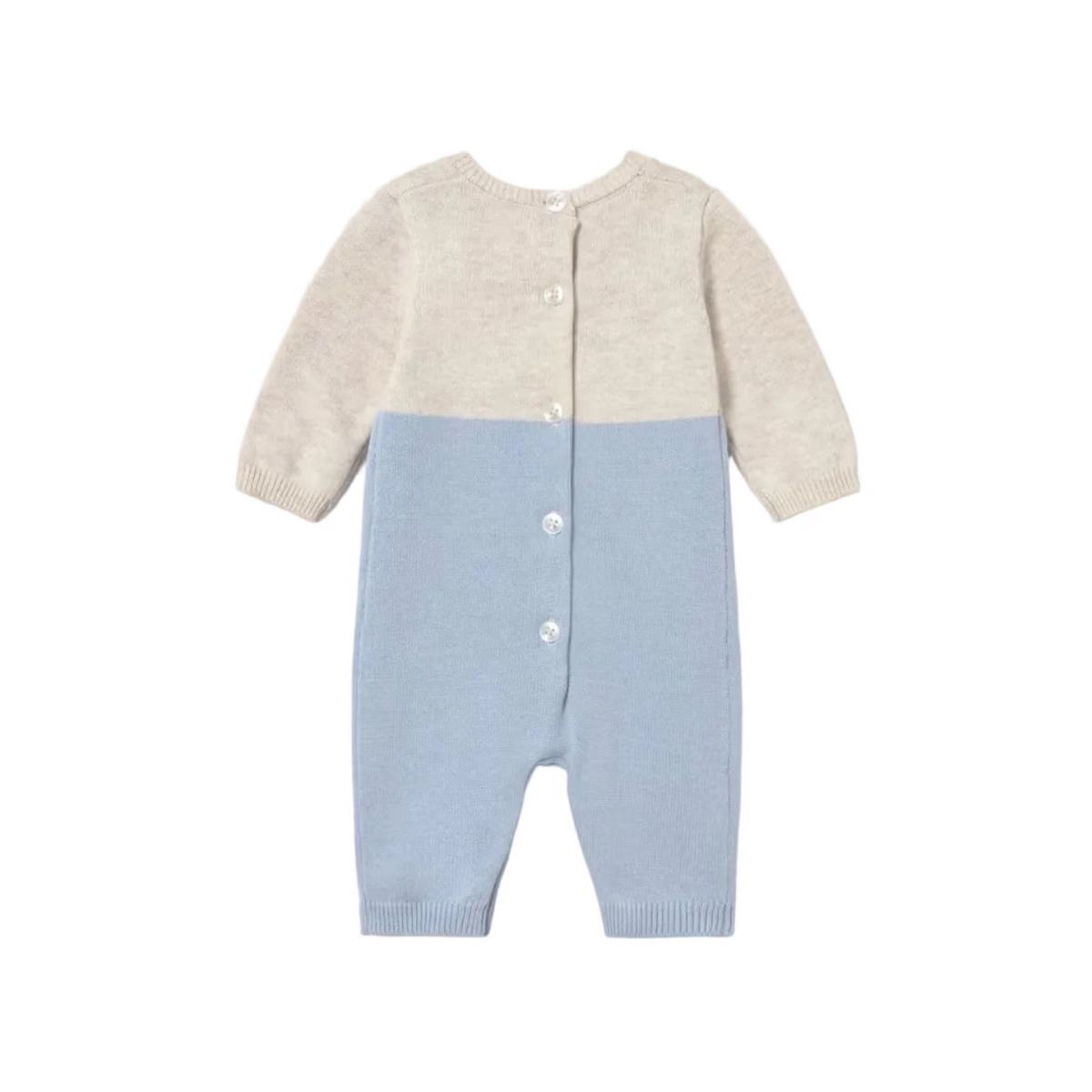 Mayoral Romper Mayoral Beige & Blue Knit Romper