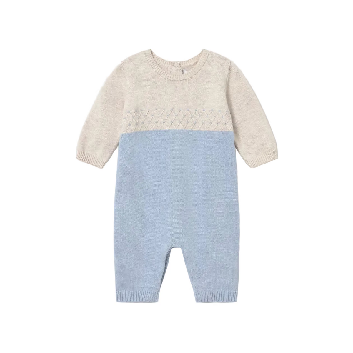 Mayoral Romper Mayoral Beige & Blue Knit Romper