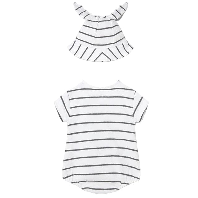 Mayoral Romper Mayoral Navy Stripe Romper with Hat