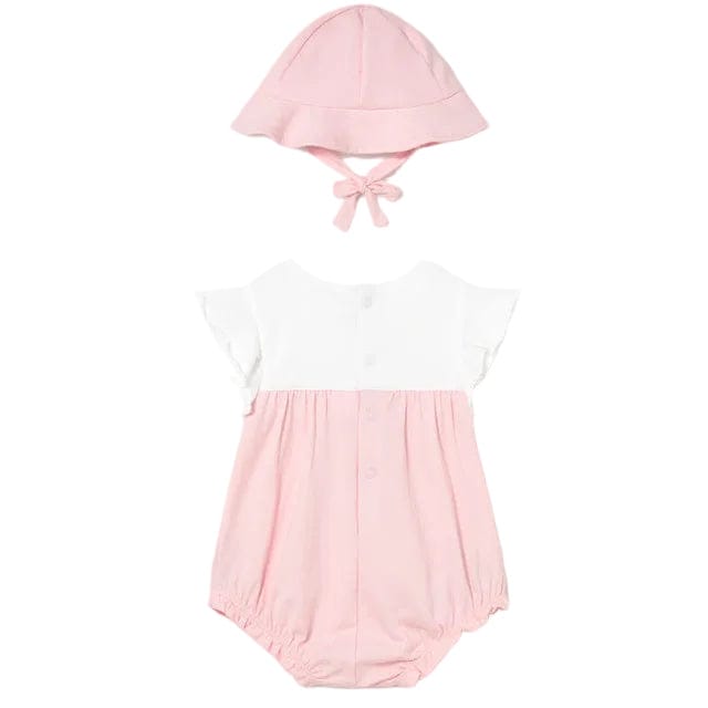 Mayoral Romper Mayoral Pink & Rose Bud Romper with Hat