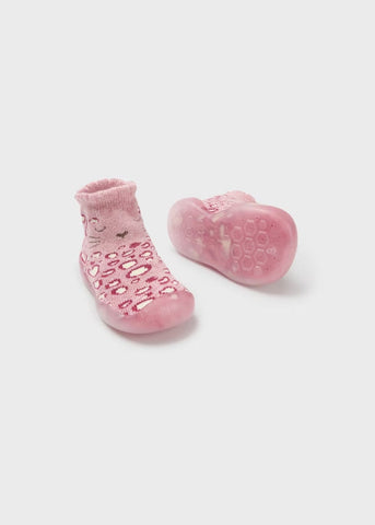 Mayoral Socks Mayoral Pink Cheetah Rubber Shoe Socks