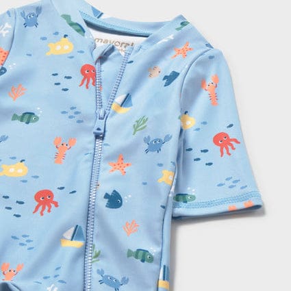 Mayoral Swim Suit Mayoral Blue Swimming Romper with Hat