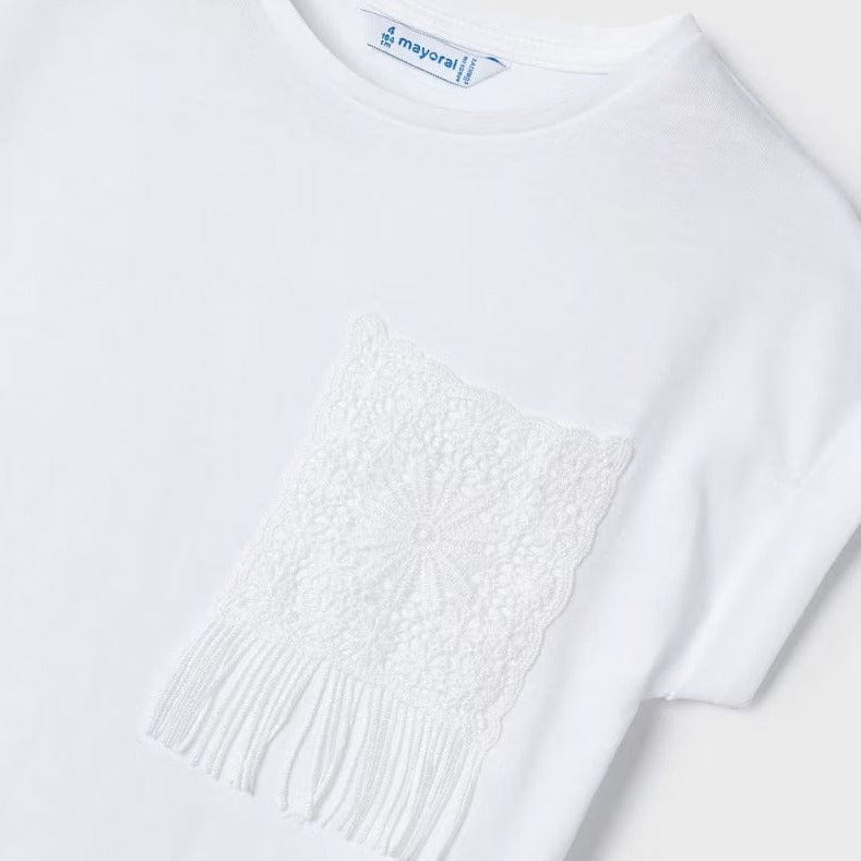 Mayoral Top Mayoral White Crochet Pocket  T-shirt