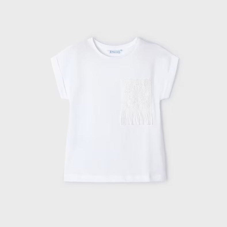 Mayoral Top Mayoral White Crochet Pocket  T-shirt