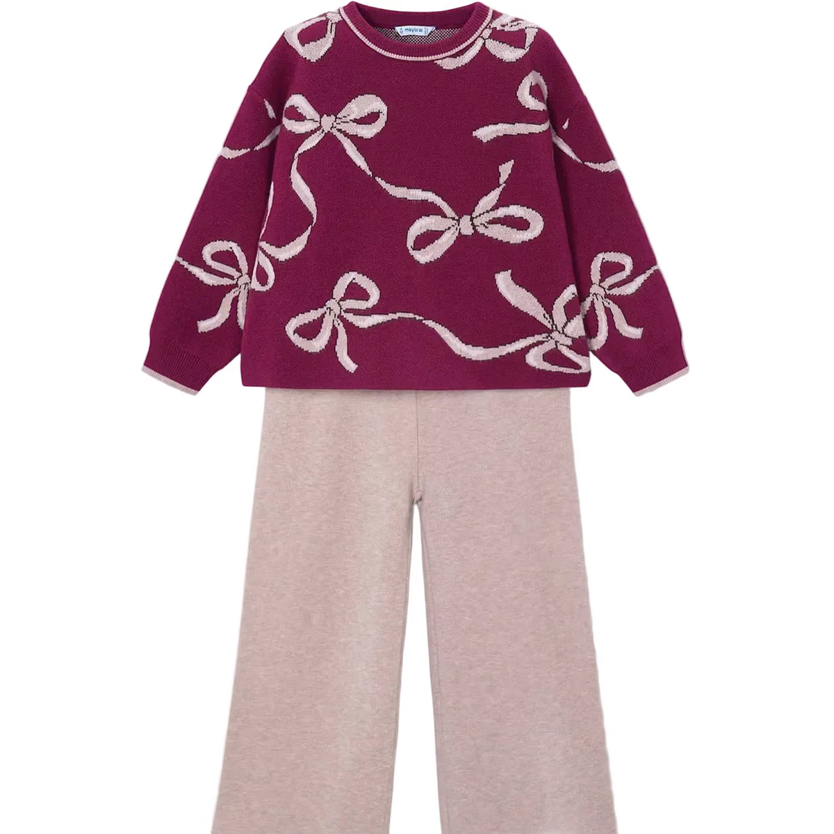 Mayoral Tracksuit Mayoral Girls Knitted Burgundy Bow Set