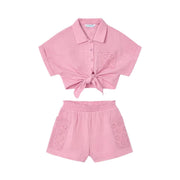 Mayoral Two piece set Mayoral Dusty Pink Broderie Anglaise Two Piece Shorts Set