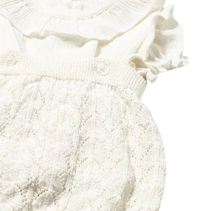 Mayoral Two Piece Set Mayoral Ivory Knit and Linen Two Piece Set