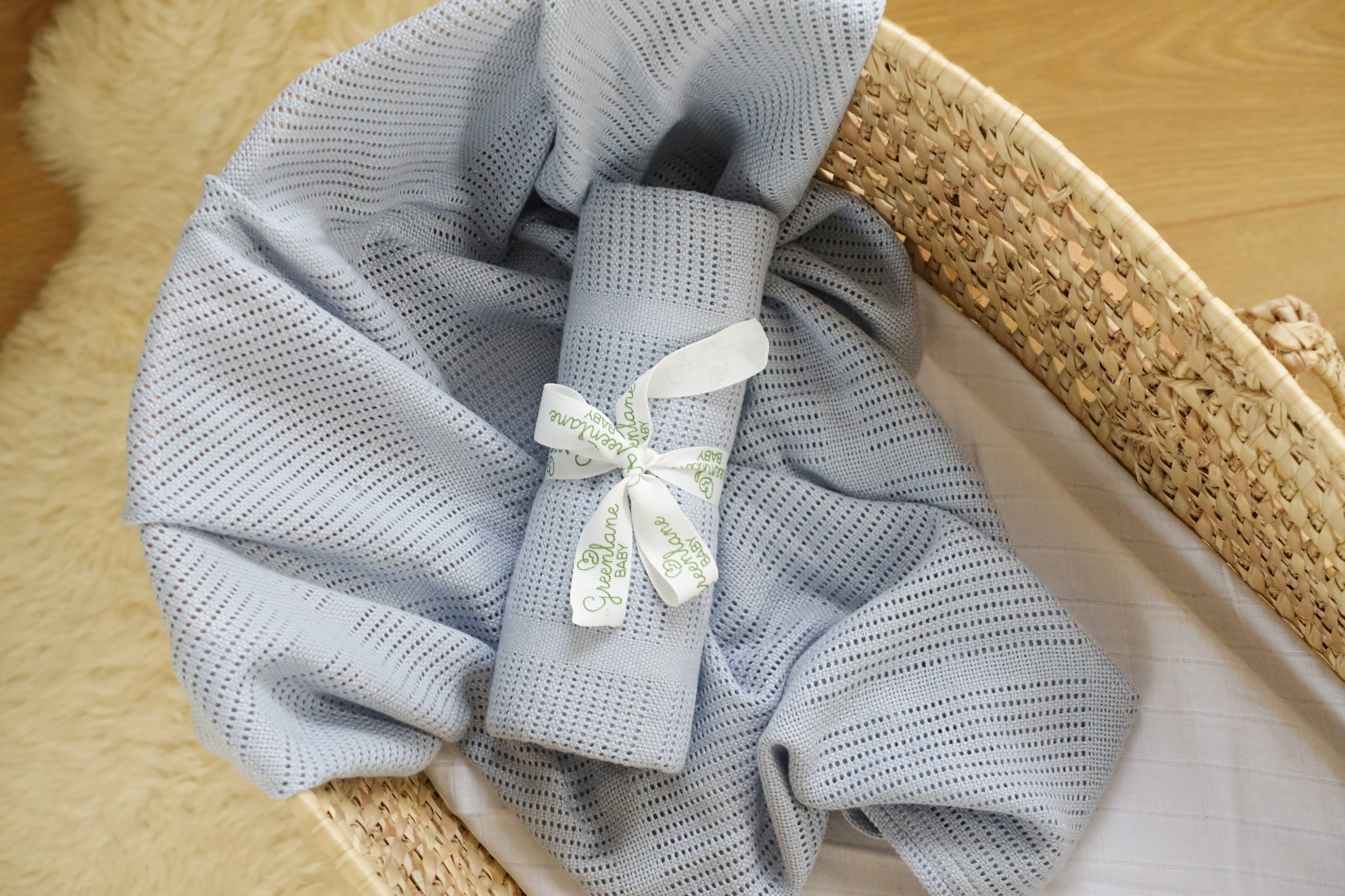 Muslinz - MerryGoRoundUK Ltd Muslin Cloth Greenlane Baby Bamboo Cotton Cellular Blanket: Blue