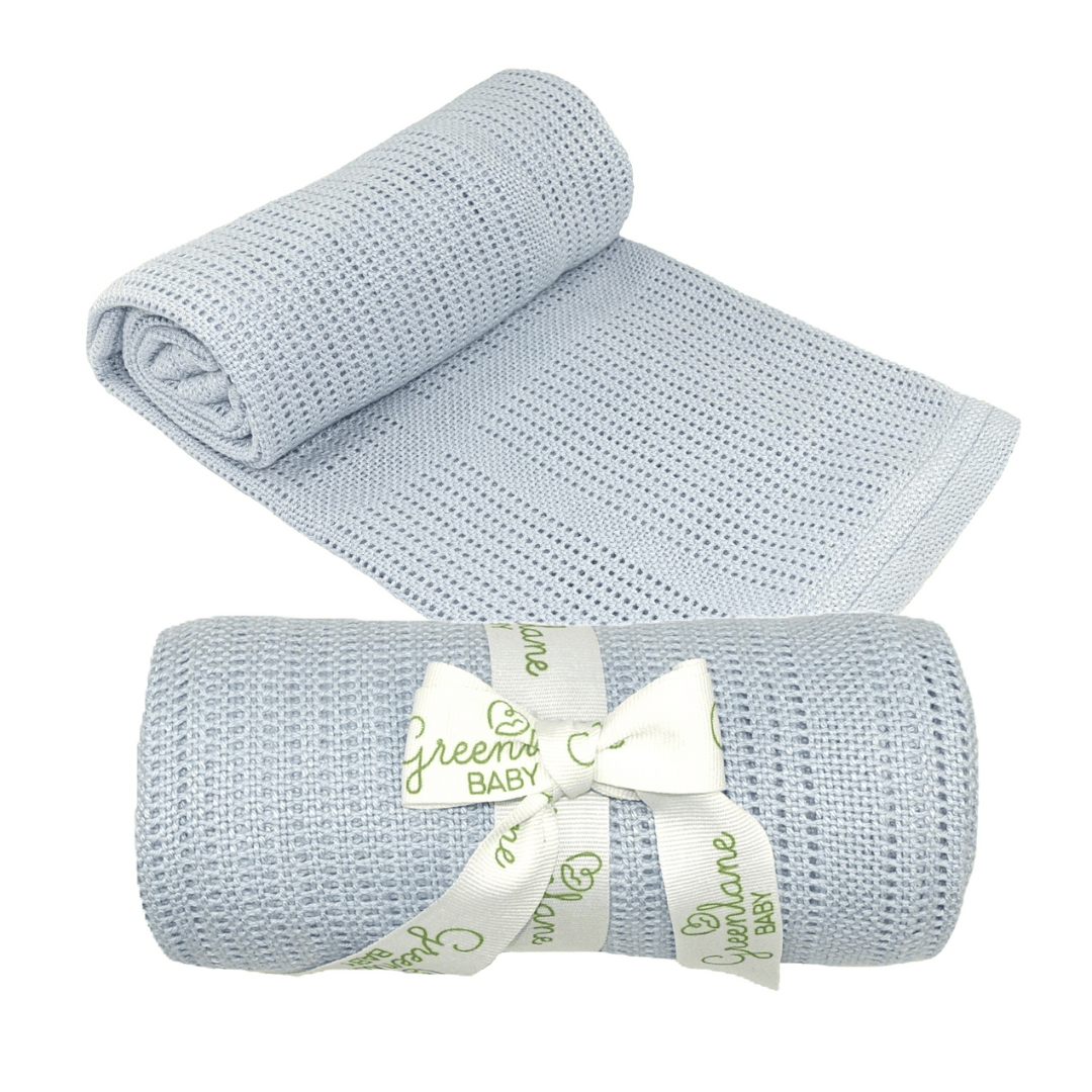 Muslinz - MerryGoRoundUK Ltd Muslin Cloth Greenlane Baby Bamboo Cotton Cellular Blanket: Blue