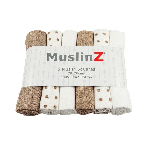 MuslinZ Sand & Cream Muslin Squares 6 pack