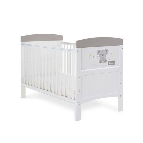 Obaby Cot & Cot Bed Cot Bed only OBABY Grace Inspire Cot Bed - Hello World Koala - Grey
