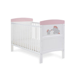 Obaby Cot & Cot Bed Cot Bed only OBABY Grace Inspire Cot Bed - Me & Mini Me Elephants - Pink