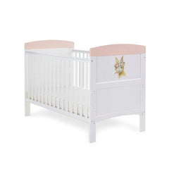 Obaby Cot & Cot Bed Cot Bed only OBABY Grace Inspire Cot Bed - Water Colour Rabbit - Pink