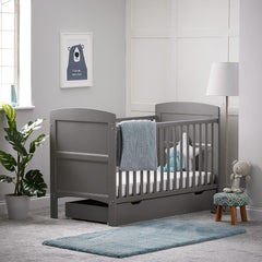 Obaby Cot & Cot Bed Cot with Under Drawer & Fibre Mattress OBABY Taupe Grey Grace Cot Bed - Direct Delivery