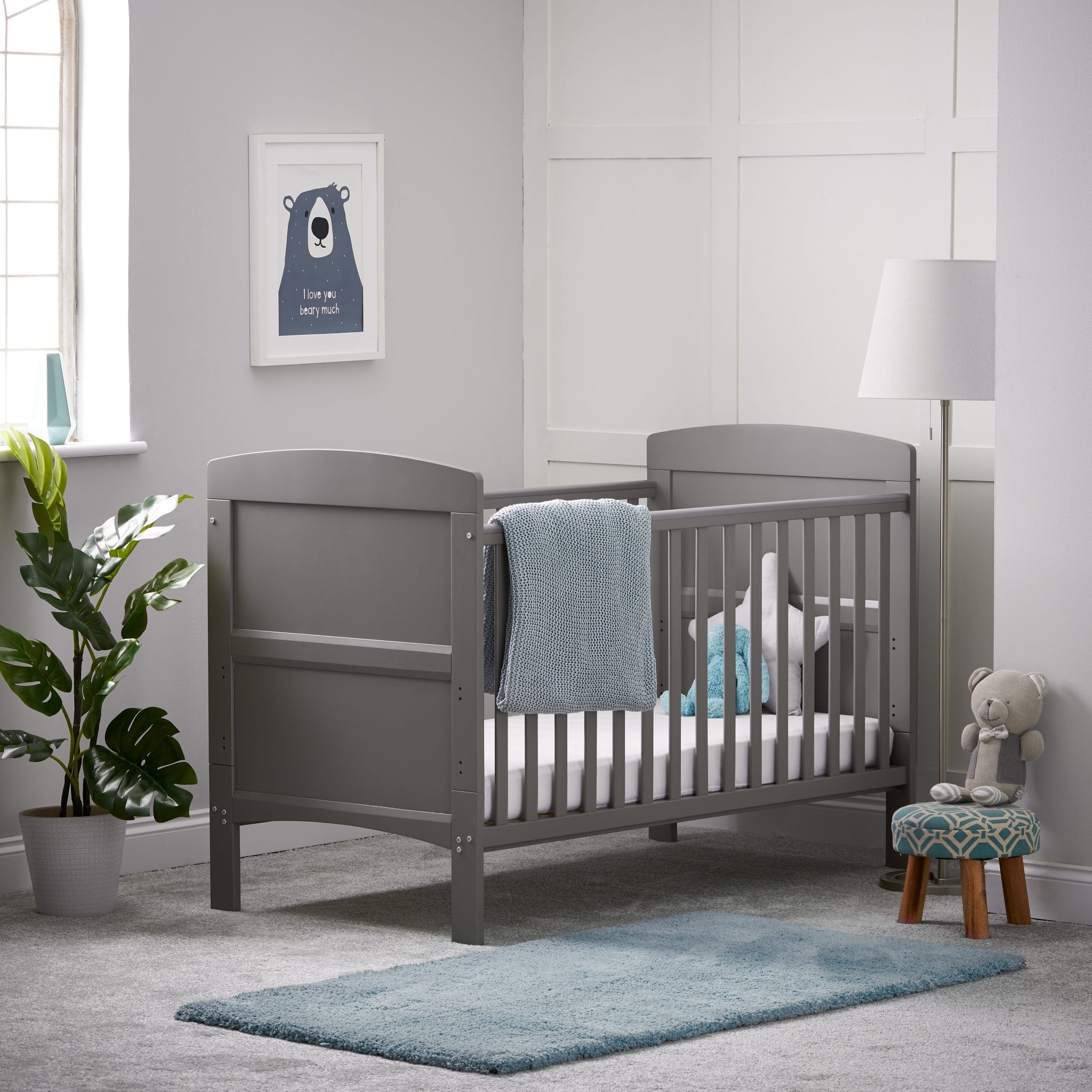 Obaby Cot & Cot Bed Taupe Grey OBABY Grace 3 Piece Room Set - Direct Delivery