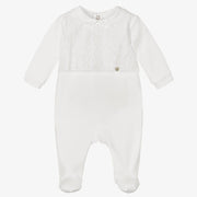 Purete Du... Bebe Babygrow Pureté Du... Bébé Girls White Embroidered Cotton Babygrow