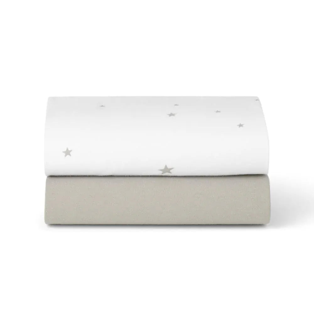 Snuz Bedding Snuz Twin Pack Moses Sheets - White Star