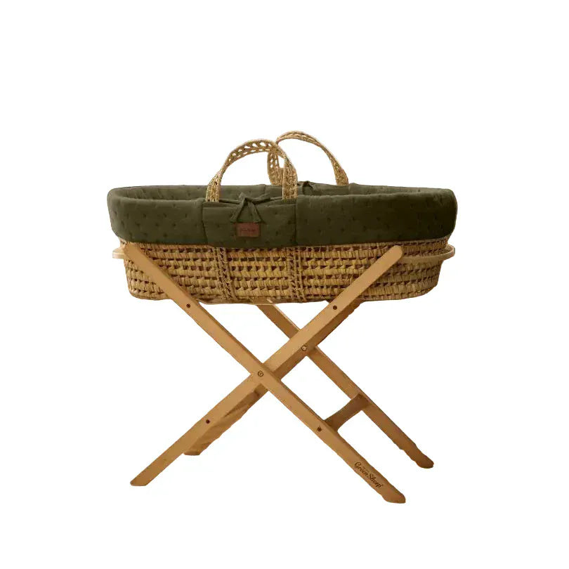 The Little Green Sheep Moses Baskets & Cribs The Little Green Sheep Dimple Moses Basket Bundle - Juniper/Natural