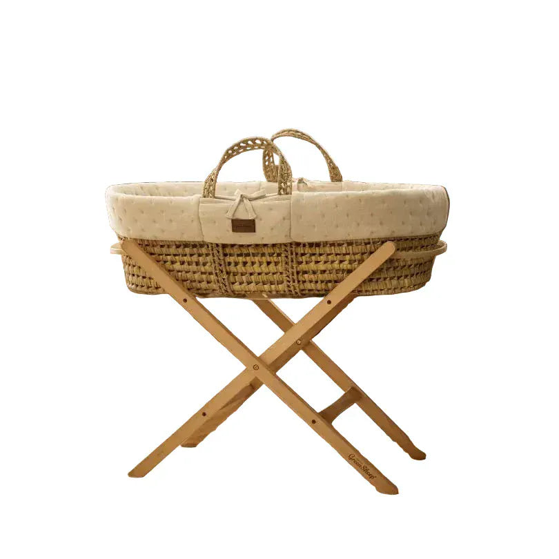 The Little Green Sheep Moses Baskets & Cribs The Little Green Sheep Dimple Moses Basket Bundle - Linen/Natural