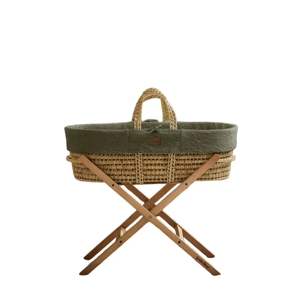 The Little Green Sheep Moses Baskets & Cribs The Little Green Sheep Furrow Moses Basket Bundle - Juniper/Natural
