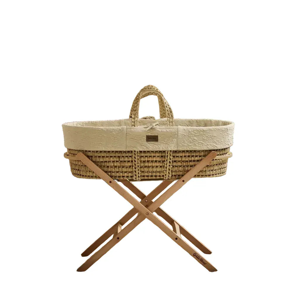 The Little Green Sheep Moses Baskets & Cribs The Little Green Sheep Furrow Moses Basket Bundle - Linen/Natural