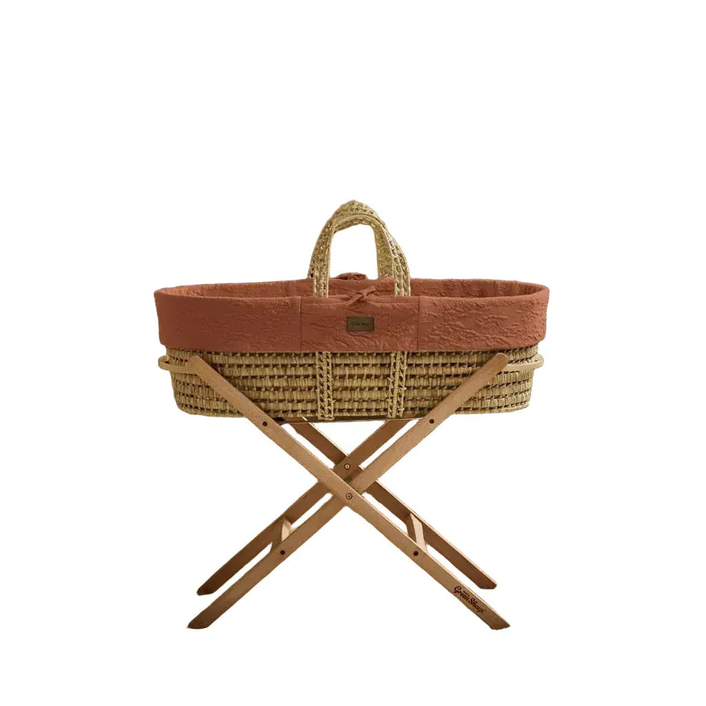 The Little Green Sheep Moses Baskets & Cribs The Little Green Sheep Furrow Moses Basket Bundle - Terracotta/Natural