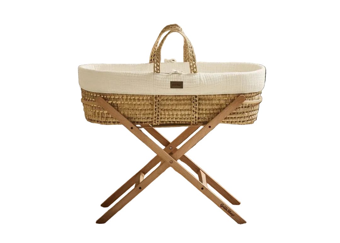 The Little Green Sheep Moses Baskets & Cribs The Little Green Sheep Muslin  Moses Basket Bundle - Ecru/Natural