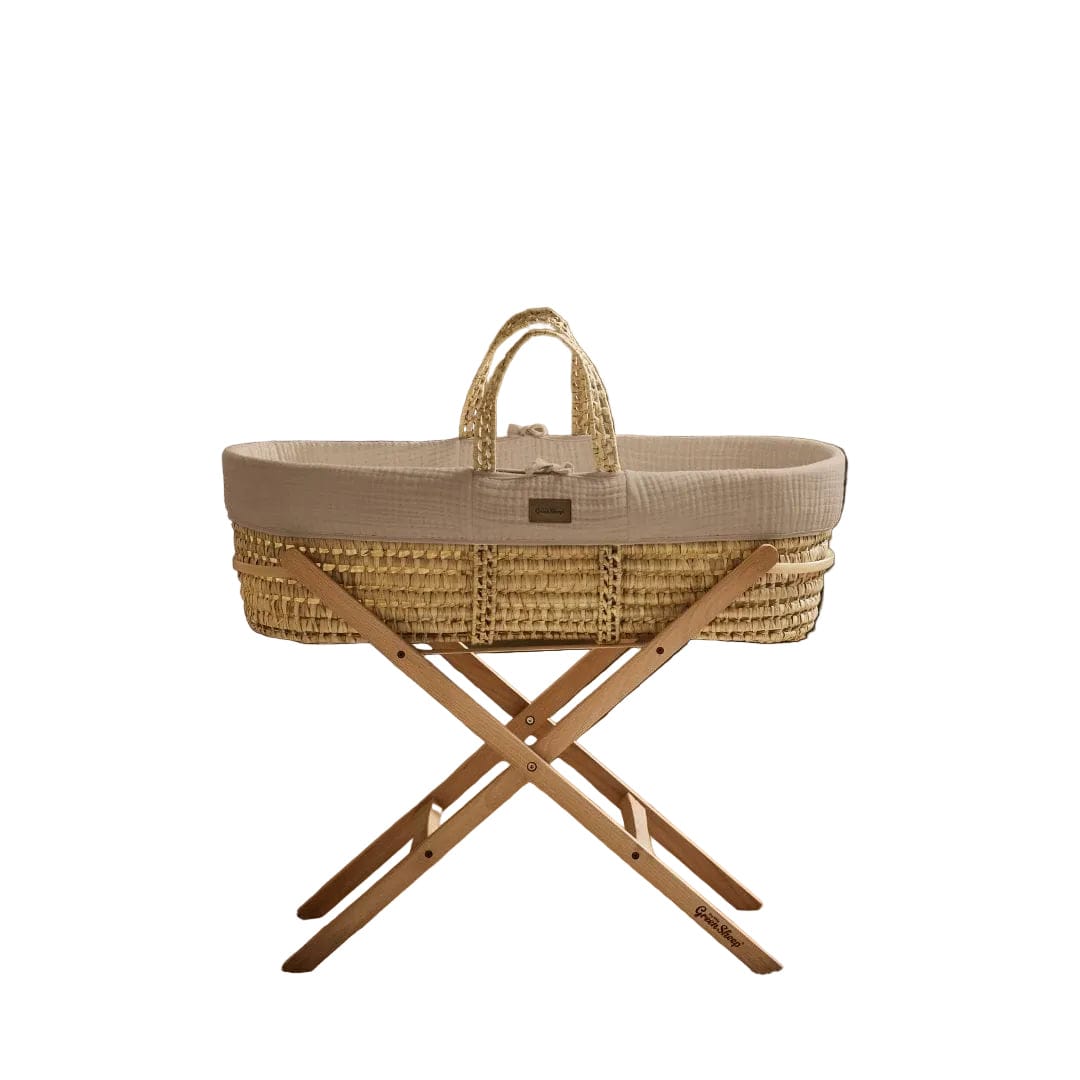 The Little Green Sheep Moses Baskets & Cribs The Little Green Sheep Muslin  Moses Basket Bundle - Truffle/Natural